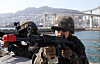 Soldiers aim their guns during a drill in Busan, as part of the 11-day Freedom Shield exercise. [NEWS1]