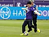 Comedian Lee Kyung-kyu takes the ceremonial first kick at the K League 1 match between FC Anyang and FC Seoul at Anyang Sports Complex in Anyang, Gyeonggi, on May 6. [NEWS1]