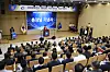 Gachon University President Lee Gil-ya talks during the university's anniversary ceremony on May 8, 2024. The school will be offering financial support to all Burmese students at the university following the Myanmar earthquake. [GACHON UNIVERSITY]