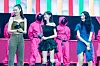 Actors Jung Ho-yeon, Lee You-mi and Kim Joo-ryoung during a fan event for the release of the third season of “Squid Game” (2021-) at Seoul Plaza in central Seoul on June 28. [DANIELA GONZALEZ PEREZ]