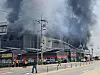 Fire trucks are deployed at the scene of a fire that broke out at a logistics center in Icheon, Gyeonggi, on May 13. [YONHAP]