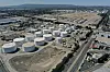 An aerial view of storage tanks at the Kinder Morgan Watson Station, a gathering system for oil and refined petroleum product pipelines, in Long Beach, California, on March 11, 2022 [REUTERS/YONHAP]