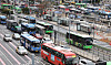 Buses pass near Seoul Station in downtown Seoul on Tuesday. [YONHAP]