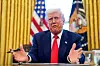 U.S. President Donald Trump speaks in the Oval Office at the White House in Washington on April 9. [REUTERS/YONHAP]
