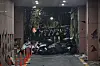 A barricade made of motorcyles is set up at the Seoul Western District Court on the early morning of Jan. 19, after protesters stormed the court. Police arrested 46 individuals on the scene. [JOONGANG ILBO]