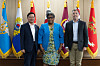 Lee Gap-su, head of Korea’s Ministry of National Defense's logistics management bureau, left, poses for a commemorative photo with Lisa Smith, U.S. deputy assistant secretary of defense for product support, and Maj. Gen. Frederick Crist, director of logistics at U.S. Forces Korea, during the 57th U.S.-Korea Joint Logistics Committee meeting. [MINISTRY OF NATIONAL DEFENSE]