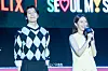 Actors Wi Ha-jun and Park Gyu-young during a fan event for the release of the third season of “Squid Game” (2021-) at Seoul Plaza in central Seoul on June 28. [DANIELA GONZALEZ PEREZ]