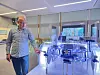 Michel Korenhof, principal designer at NXP explains an automotive processor at its headquarters in Eindhoven on Nov. 8. [JIN EUN-SOO]