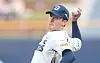 Riley Thompson, pitcher for the NC Dinos, throws a ball during a game against Hanwha Eagles at Changwon NC Park on May 30. [YONHAP]