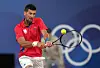 Novak Djokovic of Serbia returns the ball during a men's singles first round tennis match against Matthew Ebden of Australia at the 2024 Paris Olympics in Paris on September. [XINHUA/YONHAP]