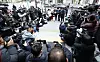 Attorney Bu Ji-seok of Law Firm Buyou, center, answers questions from reporters in front of the Seoul Metropolitan Police Agency in central Seoul on March 17, before reporting YouTuber Lee Jin-ho for defamation to the police. [NEWS1]