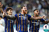 Ulsan HD striker Martin Adam, center, cheers after scoring the winning goal in a 2-1 match against Jeonbuk Hyundai Motors on Oct. 8, 2022. [K LEAGUE]