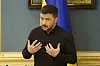 Ukrainian President Volodymyr Zelensky speaks during a briefing in Kyiv, Ukraine on May 19. [AP/YONHAP]