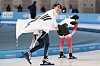 Cha Min-kyu celebrates after winning a silver medal in the men's 1,000m speed skating at the Asian Winter Games in Harbin, China, on Tuesday Feb. 11. [NEWS1]