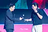 Actors Jun Suk-ho, and Kim Pub-lae during a fan event for the release of the third season of “Squid Game” (2021-) at Seoul Plaza in central Seoul on June 28. [DANIELA GONZALEZ PEREZ]