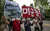 As then U.S. President Joe Biden visited Korea on the afternoon of May 20, 2022, members of civic groups including the Anti-U.S. Struggle Headquarters march near the U.S. Eighth Army headquarters in Yongsan District, central Seoul, calling for the withdrawal of U.S. forces. [YONHAP]