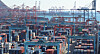 Containers are stacked at a port in Korea's southeastern city of Busan on Monday. [YONHAP]