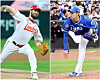 SSG Landers pitcher Drew Anderson, left, and Samsung Lions pitcher Won Tae-in [YONHAP]