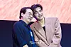 Actors Lee Seo-hwan and Kang Ha-neul during a fan event for the release of the third season of “Squid Game” (2021-) at Seoul Plaza in central Seoul on June 28. [DANIELA GONZALEZ PEREZ]