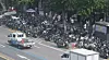 Motorcyles are tightly parked in front of a traditional market in Seoul on May 19. The license plate is stuck at the rear end of the vehicle. [YONHAP]
