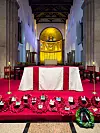Wreaths of red paper poppies laid by national representatives line the altar of Seoul Anglican Cathedral in Jung District, central Seoul, following the conclusion of the Remembrance Day service on Nov. 9. [MICHAEL LEE]