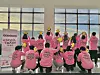 Participants of the two-day 'Solo Train in Jeongseon' match-making program pose for photos wearing the official hooded shirt provided by the Jeongseon County government on Feb. 14 inside the Romyzian Garden in Jeongseon County, Gangwon. [KORAIL TOURISM DEVELOPMENT]