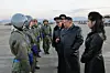 North Korean leader Kim Jong-un, second from right, and his daughter Ju-ae, far right, attend a ceremony marking the 80th anniversary of the establishment of the Air Force of the Korean People's Army at the Kalma Airport of the 59th Kil Yong Jo Hero Regiment of the 2nd Air Division on Nov. 28. [RODONG SINMUN]
