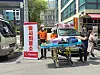 An emergency response team from the Gangnam Fire Station was stationed near TMON offices on Friday. [CHO YONG-JUN]