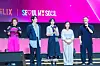 The cast of the third season of “Squid Game” (2021-) during a fan event for the release of the third season of “Squid Game” at Seoul Plaza in central Seoul on June 28. [DANIELA GONZALEZ PEREZ]