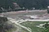 The Obong Reservoir is dried up on Aug. 29 in Gangneung, Gangwon. President Lee Jae Myung declared a state of disaster in the region due to the severe drought. [YONHAP]