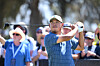 Kim Si-woo of Korea tees off on the 13th hole during the final round of the Australian Open at Royal Melbourne Golf Club in Melbourne on Dec. 7. [EPA/YONHAP]