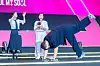 Actors Jo Yu-ri, Kang Ae-sim and Yang Dong-geun during a fan event for the release of the third season of “Squid Game” (2021-) at Seoul Plaza in central Seoul on June 28. [DANIELA GONZALEZ PEREZ]