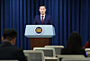 New National Security Adviser Shin Won-sik speaks during a press briefing at the Yongsan presidential office in central Seoul on Sunday. [NEWS1]