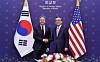 Foreign Minister Cho Tae-yul, right, shakes hands with U.S. Secretary of State Antony Blinken before their talks at the foreign ministry in Seoul on March 18, 2024. [JOINT PRESS CORPS]