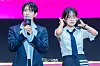Actors Yim Si-wan and Jo Yu-ri during a fan event for the release of the third season of “Squid Game” (2021-) at Seoul Plaza in central Seoul on June 28. [DANIELA GONZALEZ PEREZ]
