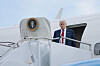 U.S. President Donald Trump walks off Air Force One at the Lehigh Valley International Airport on Aug. 1 in Allentown, Pennsylvania. [AFP/YONHAP]