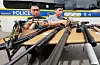 Police officers inspect illegal weapons kept in storage in Suwon, Gyeonggi on Sept. 2, 2024. [YONHAP]