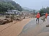 An area near a farm in Sancheong County, South Gyeongsang, is buried under mud and debris following heavy downpours on July 19. [GYEONGSANGNAM-DO FIRE DEPARTMENT]