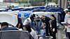 Packs of bottled water that will be delivered to schools, older adult centers and kindergartens in Gangneung, Gangwon, amid the severe drought are unloaded at the city's Gangneung Arena parking lot on Aug. 29. [YONHAP]