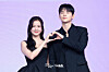 Actors Jisoo and Seo In-guk pose for a photo during a press conference for the Netflix original series “Boyfriend on Demand” at the JW Marriott Dongdaemun Square Seoul in central Seoul on Feb. 26. [DANIELA GONZALEZ PEREZ]