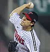 LG Twins pitcher Kim Jin-sung pitches during the KBO game against the Kiwoom Heroes at Jamsil Baseball Stadium in southern Seoul on May 15. [NEWS1]