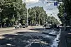 Damaged cars are seen on a road following a Russian strike on Sumy, Ukraine, on June 3. [AP/YONHAP]