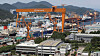 A large crane is pictured at Hanwha Ocean’s shipyard in Geoje, South Gyeongsang, on July 31, the day Korea and the United States reached a trade deal centered on lowering tariffs on exports to the United States and boosting investment in the shipbuilding industry. [NEWS1]