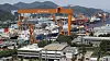 A large crane is pictured at Hanwha Ocean’s shipyard in Geoje, South Gyeongsang, on July 31, the day Korea and the United States reached a trade deal centered on lowering tariffs on exports to the United States and boosting investment in the shipbuilding industry. [NEWS1]