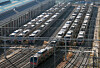 Trains are seen parked at a lot in Guro District, southern Seoul, on Dec. 22. [YONHAP]