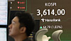 A screen in Hana Bank's trading room in central Seoul shows the Kospi opening on Oct. 10. [YONHAP]
