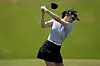 Ryu So-yeon plays her shot from the ninth tee during the first round of The Chevron Championship on April 18 at The Club at Carlton Woods in The Woodlands, Texas. [AP/YONHAP]