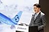 Walter Cho, CEO and chairman of Korean Air, introduces the company's new logo and livery during a press conference at the company’s headquarters in Gangseo District, western Seoul, on March 11. [KOREAN AIR]