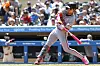 San Francisco Giants outfielder Lee Jung-hoo takes an at bat against the Minnesota Twins during the first inning of an MLB game in Minneapolis, Minnesota, on May 11. [AP/YONHAP]