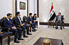 Defense Minister Ahn Gyu-back, third from left, pays a courtesy call to Iraqi Prime Minister Mohammed Shia Al Sudani, right, in Baghdad, in this photo provided by Ahn's office on Sept. 25. [MINISTRY OF DEFENSE]